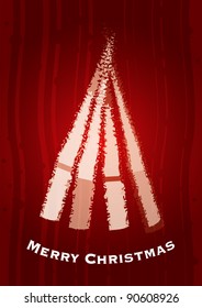 Christmas Card with abstract Christmas tree red background