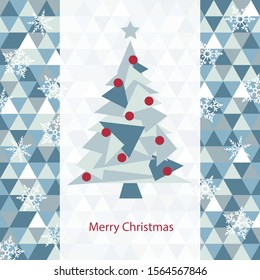 Christmas card with abstract tree in triangular design