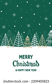 Christmas card with abstract trees. Vector illustration