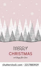 Tarjeta de Navidad con árboles abstractos. Ilustración del vector