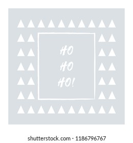 Christmas card abstract vector background with white snowy trees and santa claus saying hohoho. Eps10 vector illustration.