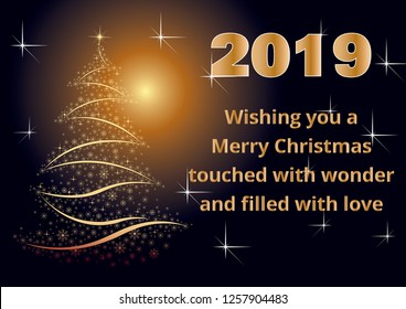 christmas card with alternative text in gold letters 2019