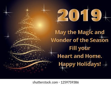christmas card with alternative text in gold letters 2019