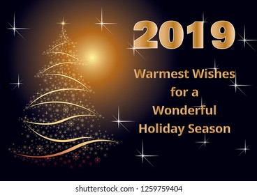 christmas card with alternative text in gold letters 2019
