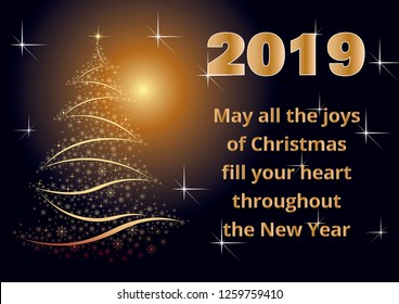 christmas card with alternative text in gold letters 2019