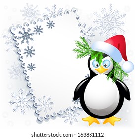 Christmas card with amusing penguin
