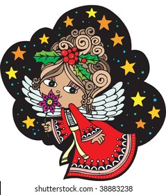 Christmas Card Angel 6. Christmas Card with Angel, vector, fully editable.