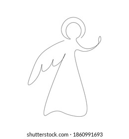 Christmas card with angel and stars drawing. Vector illustration