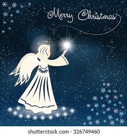 Christmas Card Angels Stars On Night Stock Vector (Royalty Free) 334920683