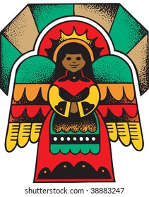 Christmas Card with Angel, vector, fully editable.