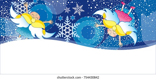Christmas card with Angels