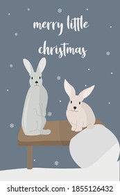Christmas Card With Animal Vector Illustration