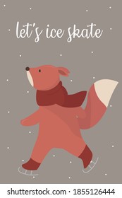 Christmas Card With Animal Vector Illustration
