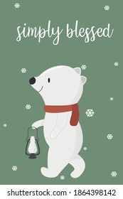 Christmas Card With Animal Vector Illustration Set