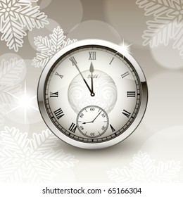 Christmas card with antique clock