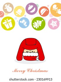 Christmas card. Baby dressed as Santa Claus 