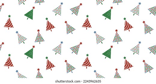 Christmas card background with abstract Christmas tree decoration, red and green. Vector seamless print, and stylish package.