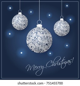 Christmas Card Background with Christmas Balls