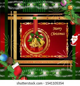Christmas card background with decorations vector image