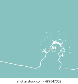 Christmas card and background with hand drawn snowman - vector illustration
