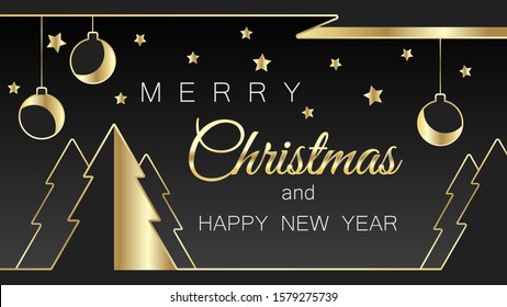 christmas card background pattern new year landscape, calligraphy, gold effect