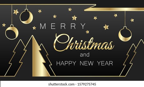 christmas card background pattern new year landscape, calligraphy, gold effect