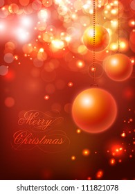 Christmas card or background with snowflakes, evening balls and lights. EPS 10.