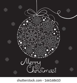 Christmas card with Christmas ball from snowflakes.