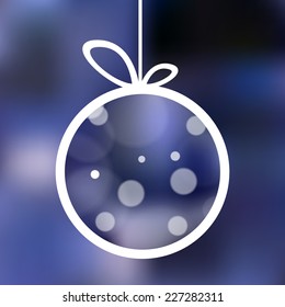 Christmas card with ball and snowflakes. Vector illustration