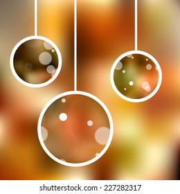 Christmas card with ball and snowflakes. Vector illustration