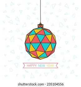 Christmas card with Christmas ball of triangles