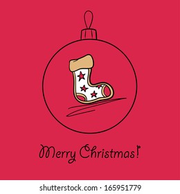 Christmas card with Christmas ball. Vector illustration. You can use it  for design of greeting card.