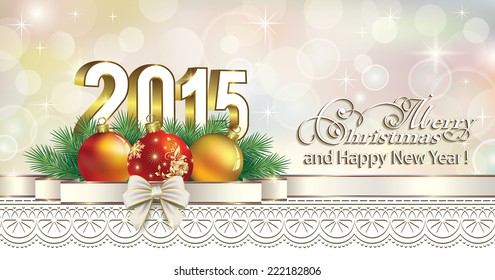 Christmas card with balls 2015