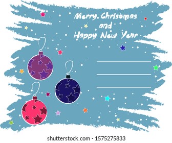 christmas card with christmas balls