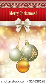 Christmas card with balls.