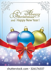 Christmas card with balls