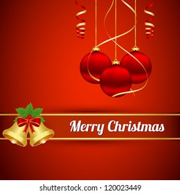 Christmas card with balls and bells