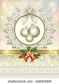 Christmas card with balls and bells