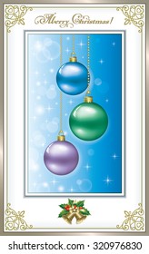 Christmas card with balls and bells