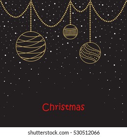 Christmas card. Christmas balls, snowflakes tree Illustration Vector