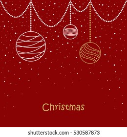 Christmas card. Christmas balls, snowflakes tree Illustration Vector