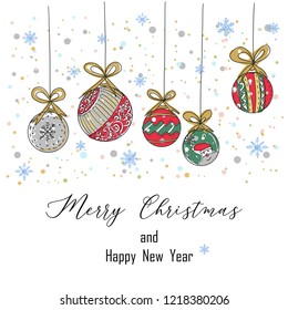 christmas card with balls and snowflakes.holiday concept.
