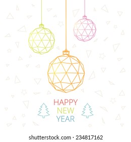 Tarjeta navideña con bolas de triángulos navideños
