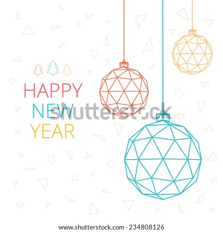 Christmas card with Christmas balls of triangles
