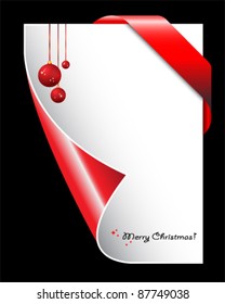 Christmas card / banner/ page with hanging red ornament balls
