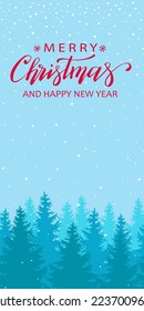 Christmas card banner poster can be used like seamless border winter forest vector holiday illustration.
