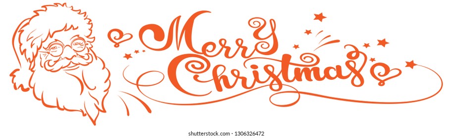 Christmas card, banner with Santa Claus and an inscription Merry Christmas.