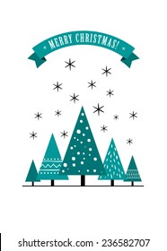 Christmas card with banner, vector