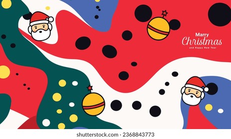 Christmas card and banner vector illustration in colorfull background 2024