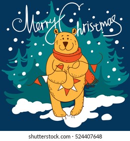 Christmas card with bear